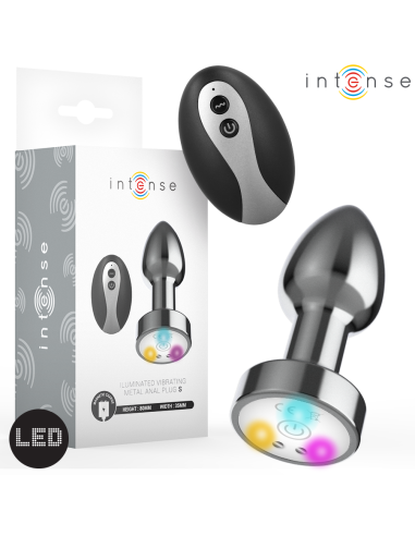INTENSE - VIBRATING METAL ANAL PLUG WITH LED LIGHTS AND REMOTE CONTROL - SIZE S