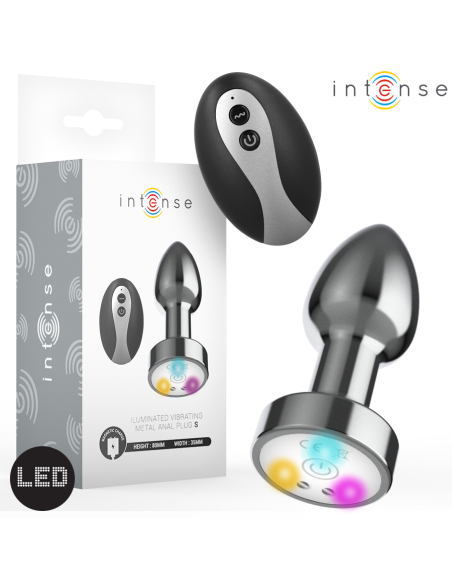 INTENSE - VIBRATING METAL ANAL PLUG WITH LED LIGHTS AND REMOTE CONTROL - SIZE S