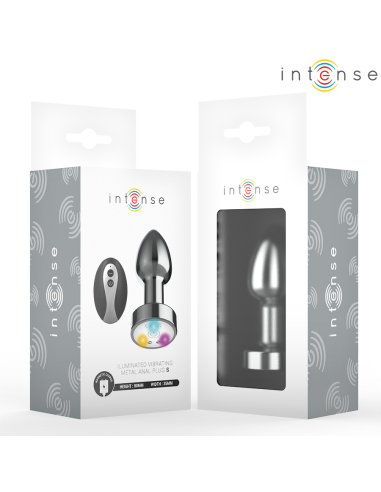 INTENSE - VIBRATING METAL ANAL PLUG WITH LED LIGHTS AND REMOTE CONTROL - SIZE S