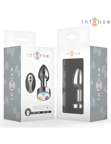 INTENSE - VIBRATING METAL ANAL PLUG WITH LED LIGHTS AND REMOTE CONTROL - SIZE M