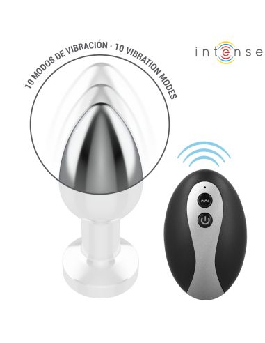 INTENSE - VIBRATING METAL ANAL PLUG WITH LED LIGHTS AND REMOTE CONTROL - SIZE M