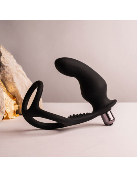 ROCKS-OFF - RO-ZEN RRO ANAL PLUG WITH VIBRATING PENIS RING BLACK