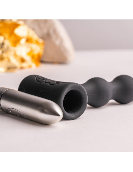 ROCKS-OFF - PETITE SENSATIONS PEARLS ANALINIS KAIŠTUKAS VIBRATORIUS JUODAS