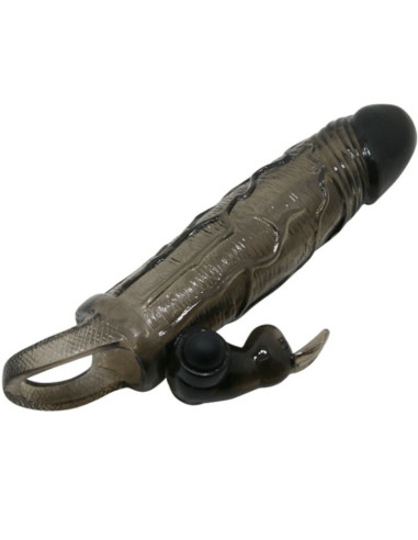 BAILE - BRAVE MAN PENIS COVER WITH RABBIT BLACK 16.5 CM