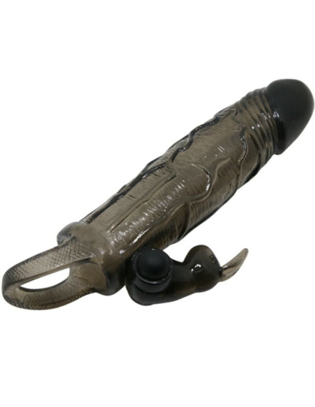 BAILE - BRAVE MAN PENIS COVER WITH RABBIT BLACK 16.5 CM