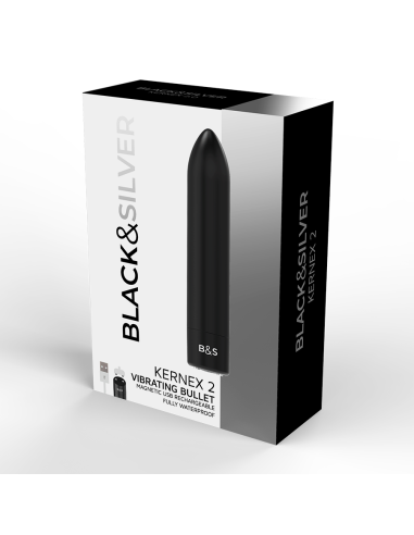 BLACKandSILVER - KERNEX 2 JUODA VIBRUOJANTI MAGNETINĖ KULKA