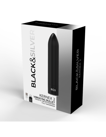 BLACKandSILVER - KERNEX 2 JUODA VIBRUOJANTI MAGNETINĖ KULKA