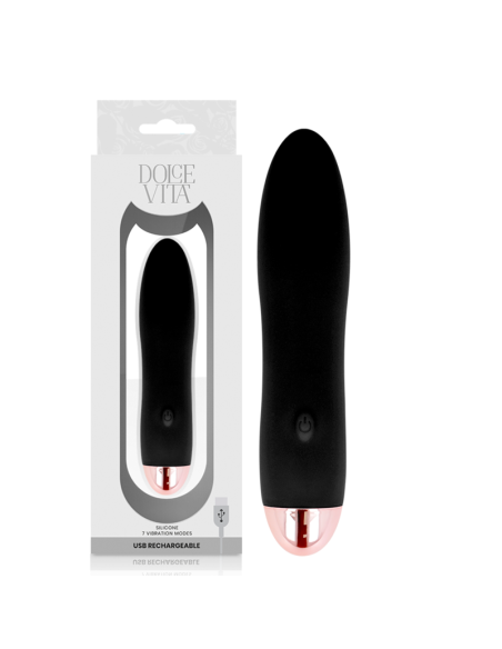 DOLCE VITA - RECHARGEABLE VIBRATOR FOUR BLACK 7 SPEEDS