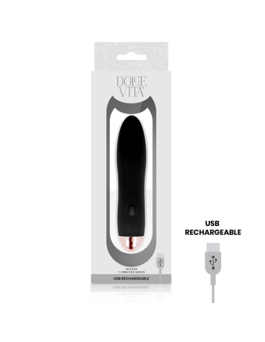 DOLCE VITA - RECHARGEABLE VIBRATOR FOUR BLACK 7 SPEEDS
