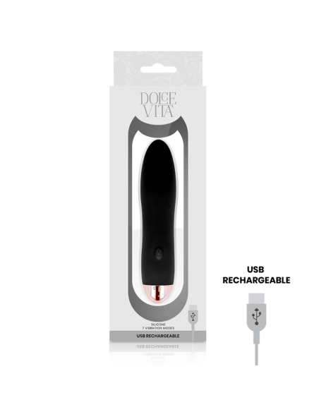 DOLCE VITA - RECHARGEABLE VIBRATOR FOUR BLACK 7 SPEEDS