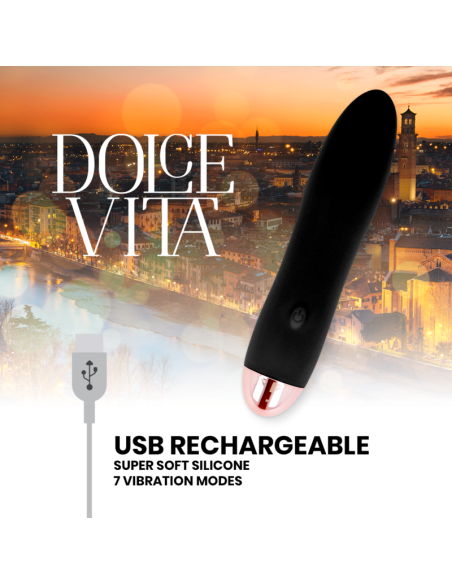 DOLCE VITA - RECHARGEABLE VIBRATOR FOUR BLACK 7 SPEEDS