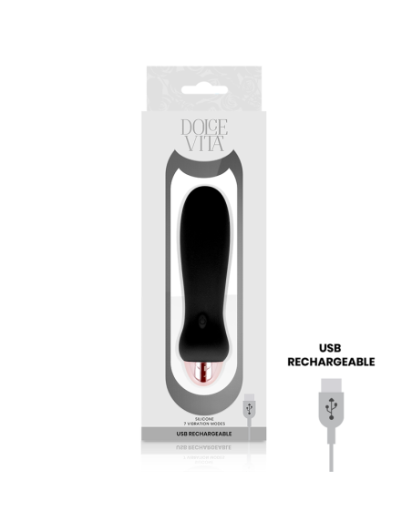 DOLCE VITA - RECHARGEABLE VIBRATOR FIVE BLACK 7 SPEEDS