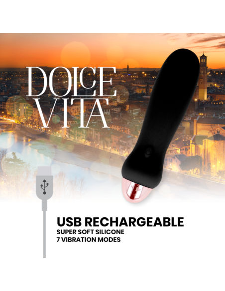 DOLCE VITA - RECHARGEABLE VIBRATOR FIVE BLACK 7 SPEEDS