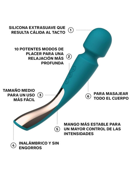 LELO - SMART MEDIUM WAND 2 VANDENYNO MĖLYNOS SPALVOS MASAŽUOKLIAI