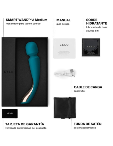 LELO - SMART MEDIUM WAND 2 VANDENYNO MĖLYNOS SPALVOS MASAŽUOKLIAI