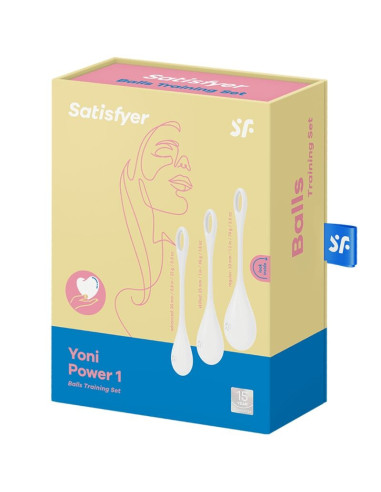 SATISFYER - YONI POWER 1 TRENIRUOČIŲ RINKINYS, BALTAS