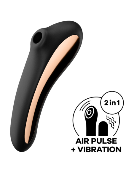 SATISFYER - DVIGUBAS BUČINYS AIR PULSE VIBRATORIUS JUODAS