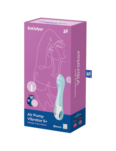 SATISFYER – pripučiamas G-SPOT vibratorius su oro pompa, mėlyna programėlė