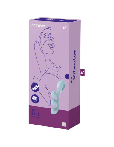 SATISFYER – TRI BALL 2 MULTI VIBRATORIUS ŽIEDAS, MĖLYNAS