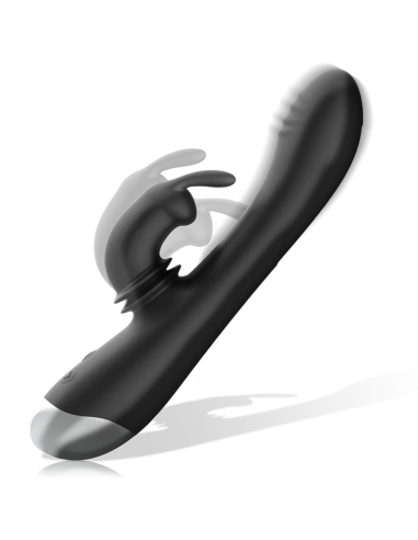 BLACKandSILVER - DJ. ADAM RECHARGEABLE SILICONE RABBIT STIMULATOR BLACK