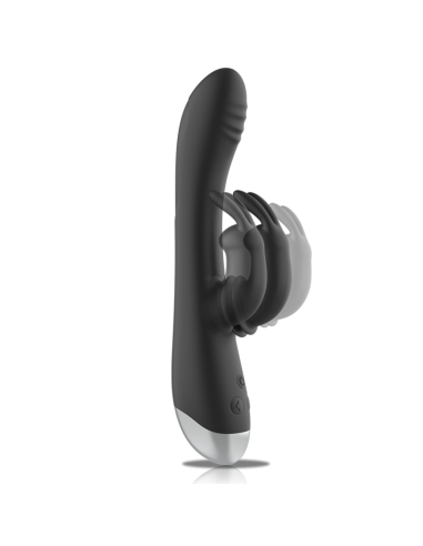 BLACKandSILVER - DJ. ADAM RECHARGEABLE SILICONE RABBIT STIMULATOR BLACK
