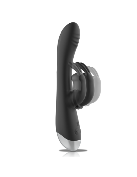 BLACKandSILVER - DJ. ADAM RECHARGEABLE SILICONE RABBIT STIMULATOR BLACK