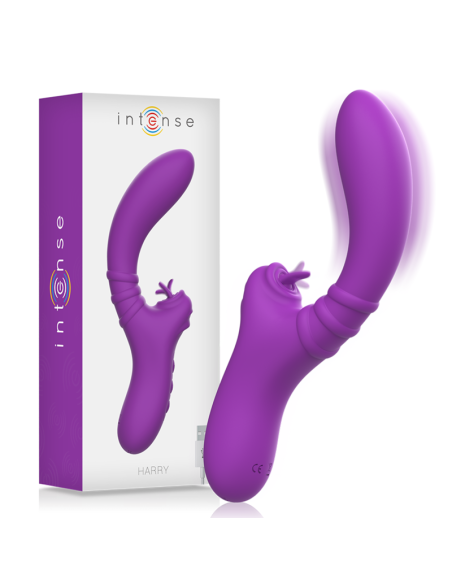 INTENSE - HARRY FLEXIBLE VIBRATOR WITH PURPLE TONGUE