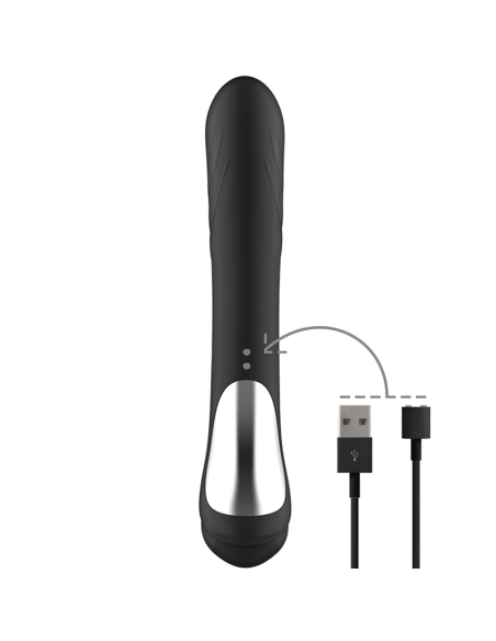 BLACKandSILVER - JAMIE RECHARGEABLE SILICONE RABBIT STIMULATOR BLACK