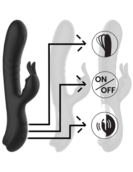 BLACKandSILVER - JAMIE RECHARGEABLE SILICONE RABBIT STIMULATOR BLACK