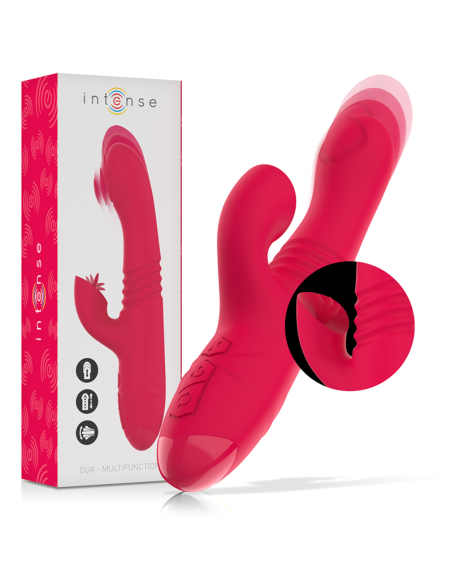INTENSE - DUA MULTIFUNCTION RECHARGEABLE UP and DOWN VIBRATOR WITH RED TONGUE