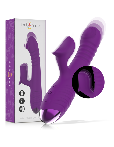 INTENSE - IGGY MULTIFUNCTION RECHARGEABLE VIBRATOR UP and DOWN WITH CLITORAL STIMULATOR PURPLE