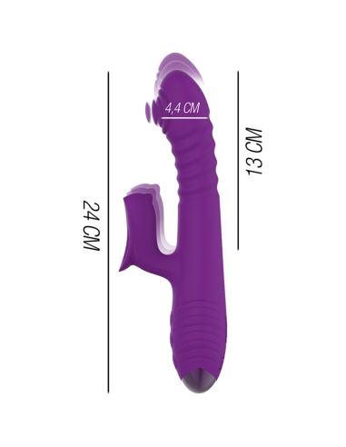 INTENSE - IGGY MULTIFUNCTION RECHARGEABLE VIBRATOR UP and DOWN WITH CLITORAL STIMULATOR PURPLE