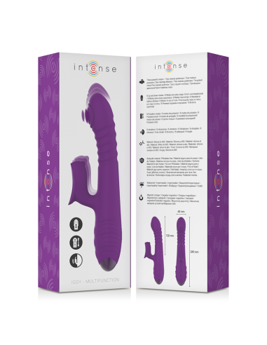 INTENSE - IGGY MULTIFUNCTION RECHARGEABLE VIBRATOR UP and DOWN WITH CLITORAL STIMULATOR PURPLE