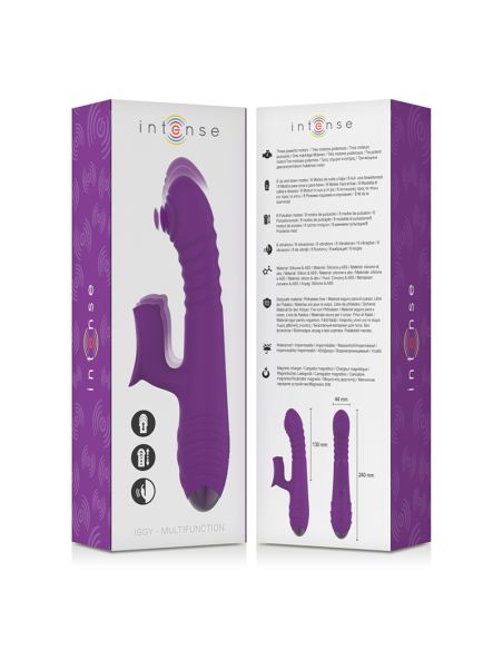 INTENSE - IGGY MULTIFUNCTION RECHARGEABLE VIBRATOR UP and DOWN WITH CLITORAL STIMULATOR PURPLE