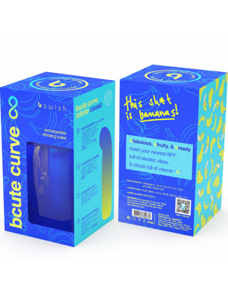 B SWISH - BCUTE CURVE INFINITE CLASSIC RIBOTO LEIDIMO MĖLYNAS ĮKRAUNAMAS SILIKONINIS VIBRUOJAMAS