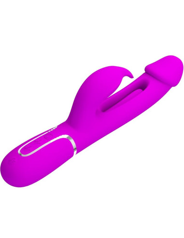 PRETTY LOVE - KAMPAS RABBIT 3 IN 1 MULTIFUNCTION VIBRATOR WITH TONGUE FUCHSIA