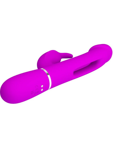PRETTY LOVE - KAMPAS RABBIT 3 IN 1 MULTIFUNCTION VIBRATOR WITH TONGUE FUCHSIA