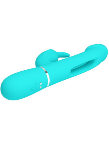 PRETTY LOVE - KAMPAS RABBIT 3 IN 1 MULTIFUNCTION VIBRATOR WITH TONGUE AQUA GREEN