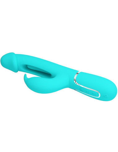 PRETTY LOVE - KAMPAS RABBIT 3 IN 1 MULTIFUNCTION VIBRATOR WITH TONGUE AQUA GREEN
