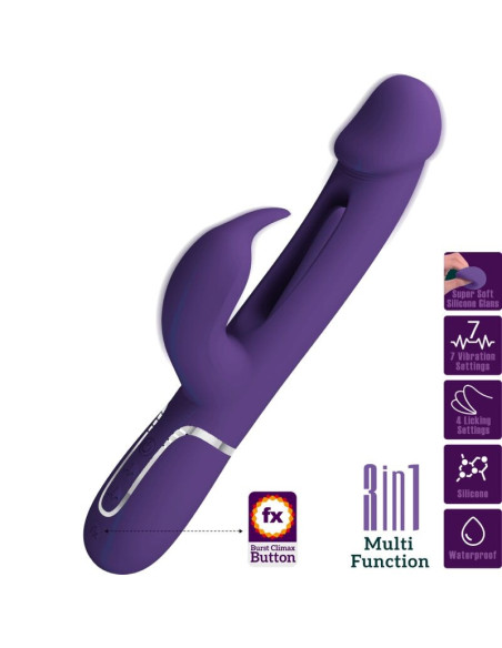 PRETTY LOVE - KAMPAS RABBIT 3 IN 1 MULTIFUNCTION VIBRATOR WITH TONGUE VIOLET