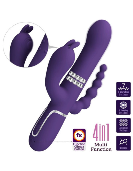 PRETTY LOVE - CAMMY TRIPLE VIBRATOR MULTIFUNCTION 4 IN 1 PURPLE
