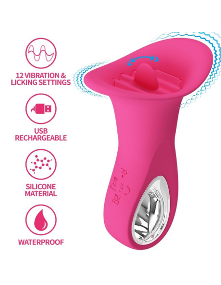 PRETTY LOVE - CLYDE ORAL VIBRATOR VIBRATING TONGUE 12 VIBRATIONS PINK