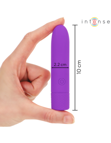 INTENSE - SYMONE USB ĮKRAUNAMAS VIBRUOJAMAS ŽIEDAS 8 VIBRACIJOS VIOLETINĖS 10 X 2,2 CM