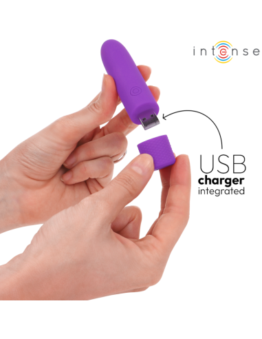 INTENSE - SYMONE USB RECHARGEABLE VIBRATING BULLET 8 VIBRATIONS PURPLE 10 X 2.2 CM