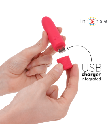 INTENSE - SYMONE USB RECHARGEABLE VIBRATING BULLET 8 VIBRATIONS RED 10 X 2.2 CM