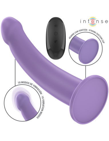 INTENSE - EDDIE VIBRATORIUS 17,5 CM 10 VIBRACIJOS VIOLETINIS NUOTOLINIO VALDYMO PULTELIS