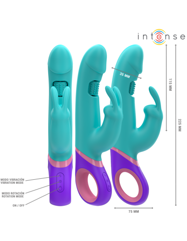 INTENSE - MONICA RABBIT VIBRATOR WITH ROTATING G-SPOT STIMULATOR BLUE