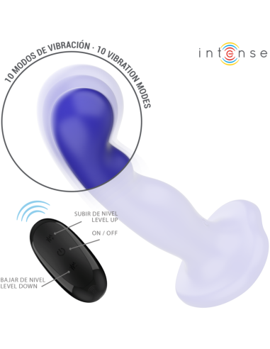 INTENSE - SHORTY VIBRATOR WITH SUCTION CUP BLUE REMOTE CONTROL
