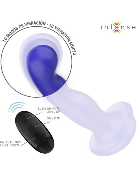 INTENSE - SHORTY VIBRATOR WITH SUCTION CUP BLUE REMOTE CONTROL