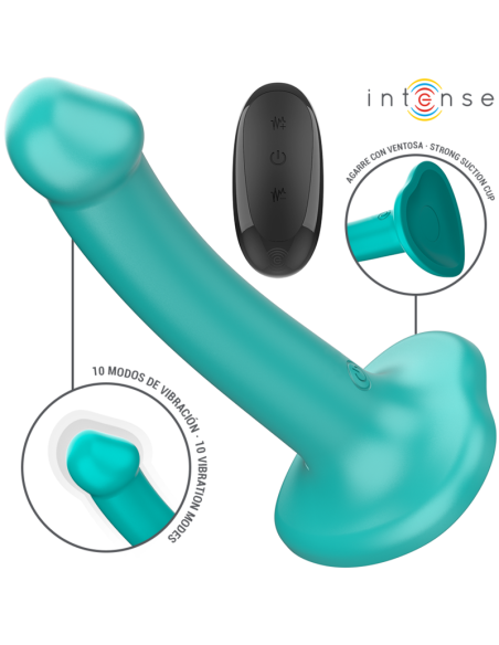 INTENSE - KATIE VIBRATOR WITH SUCTION CUP 10 VIBRATIONS BLUE REMOTE CONTROL